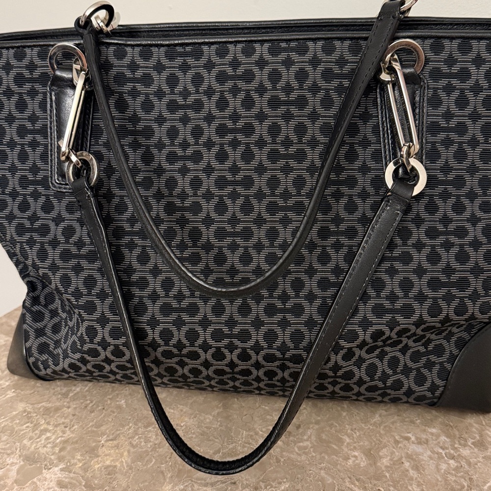 Coach Black and Charcoal Signature Tote with Silver Hardware - Picture 7 of 13